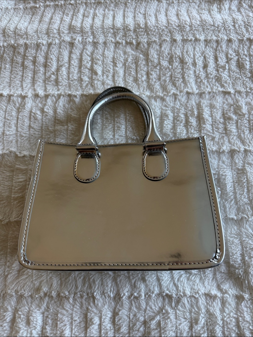 J. Crew Silver Mini Tote Clutch